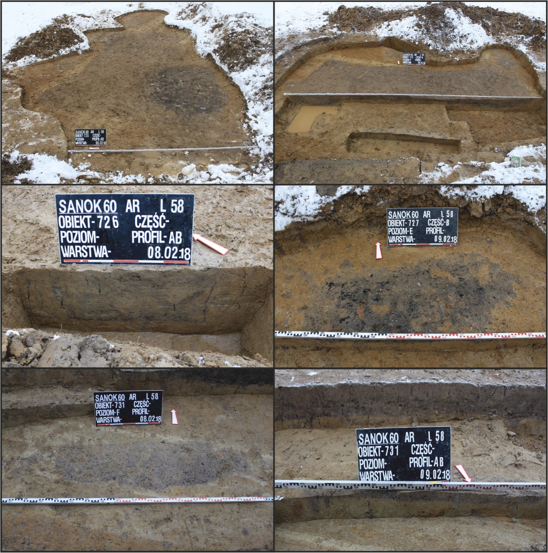 Sanok, stan. 59&ndash;60. Obiekty kultury lateńskiej (725/60, 726/60, 727/60, 731/60) w trakcie eksploracji